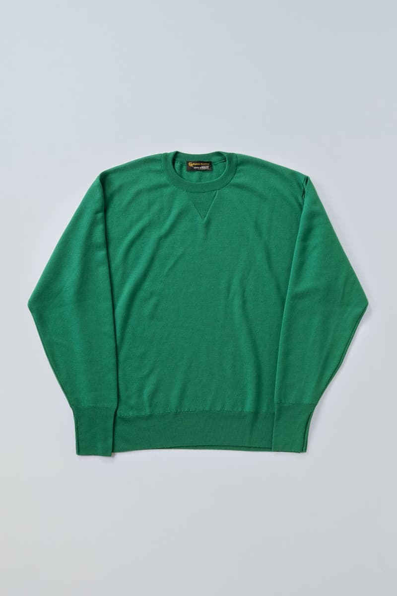 キャプテン サンシャイン x ジョン スメドレーからオリジナルのニットスウェットが登場 KAPTAIN SUNSHINE John Smedley Collabo Item 1980 Double V Pullover New Color Release Info