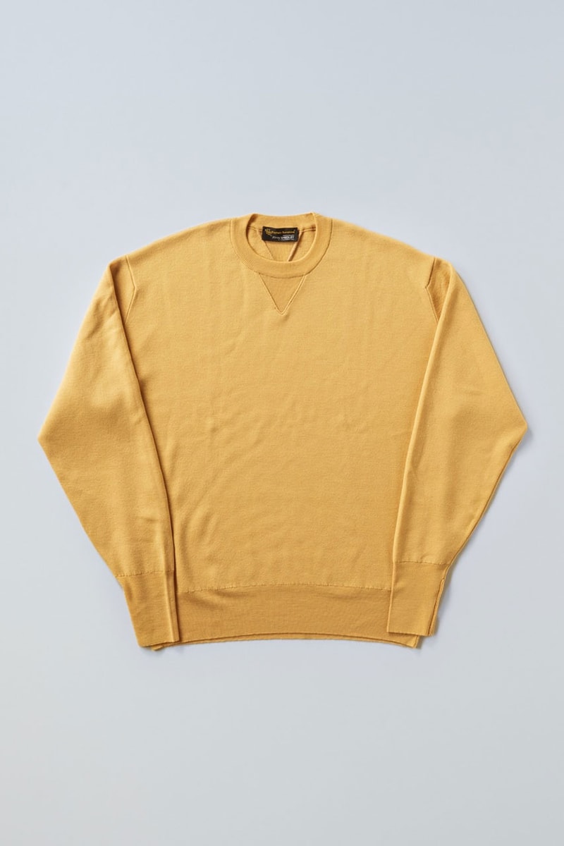 キャプテン サンシャイン x ジョン スメドレーからオリジナルのニットスウェットが登場 KAPTAIN SUNSHINE John Smedley Collabo Item 1980 Double V Pullover New Color Release Info
