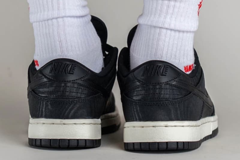 ナイキから淡いマーブル加工を施したダンクローの新作 “ブラックキャンバス”が登場 On-Feet Look at the Nike Dunk Low "Black Canvas" DV7211-001 shoes sneakers low tops swoosh skater shoes 2023