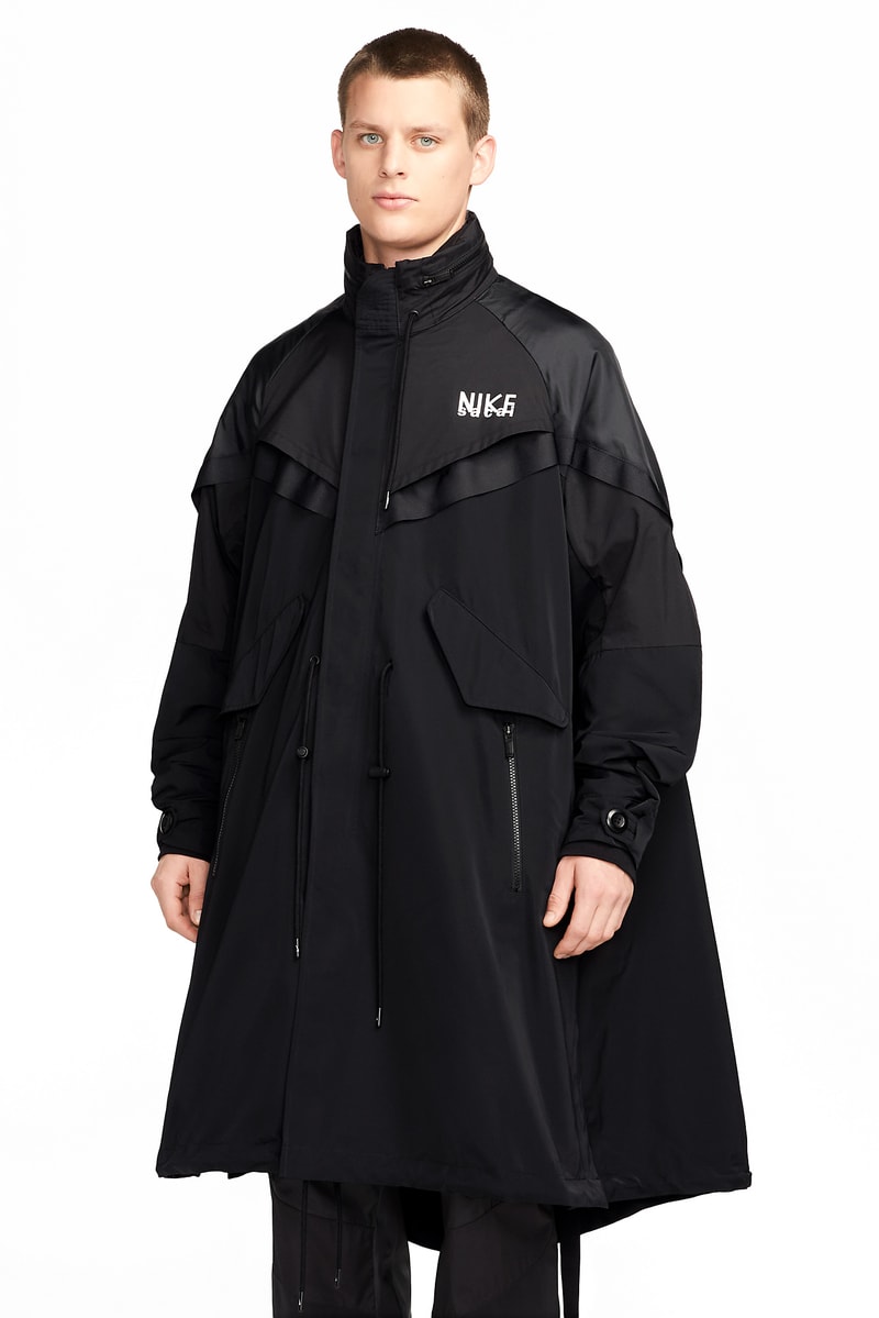 サカイ x ナイキによる2022年秋冬シーズンの最新アパレルコレクションをチェック sacai nike trench jacket cargo pants hooded jacket hoodie tee chitose abe release date info store list buying guide photos price 