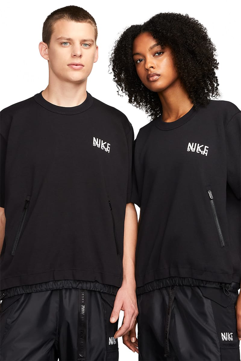 お得定番sacai x nike Tシャツ ブラック Tシャツ(半袖/袖なし)