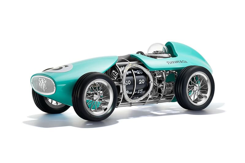 ティファニーが19.53カラットのダイヤを配した置時計をリリース Tiffany & Co. Time for Speed Race Car Clock Aluminum Tiffany Blue Paint Diamonds $215000 USD