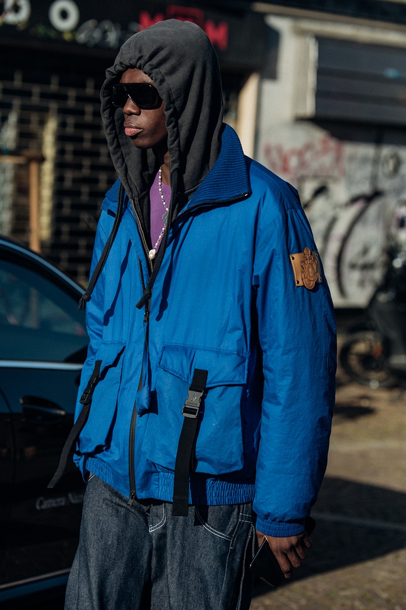 Streetstyle：ミラノ・ファッションウィーク2023年秋冬 Wild Colors and Audacious Patterns Dazzle Mens Milan Fashion Week FW23 Street Style fall winter 2023 fendi gucci adidas baguette kim jones prada raf simons charles jeffrey loverboy milanese etro charles jeffrey loverboy
