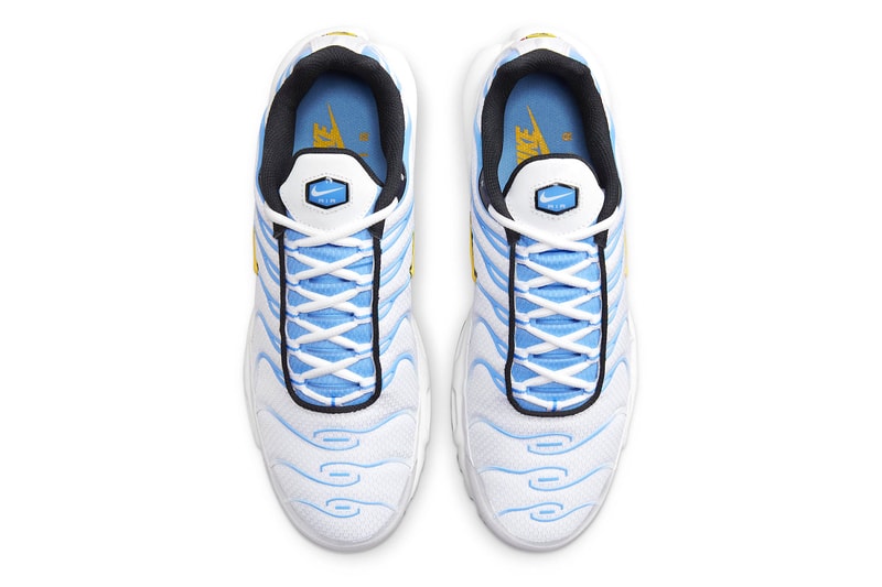ナイキエアマックスプラスから爽やかなカラーパレットを採用した新色モデルが登場 Nike Air Max Plus Arrives in an Icy "White/University Blue" Colorway release info DM0032-101 2023 date 175 swoosh comfort sneakers ucla gold