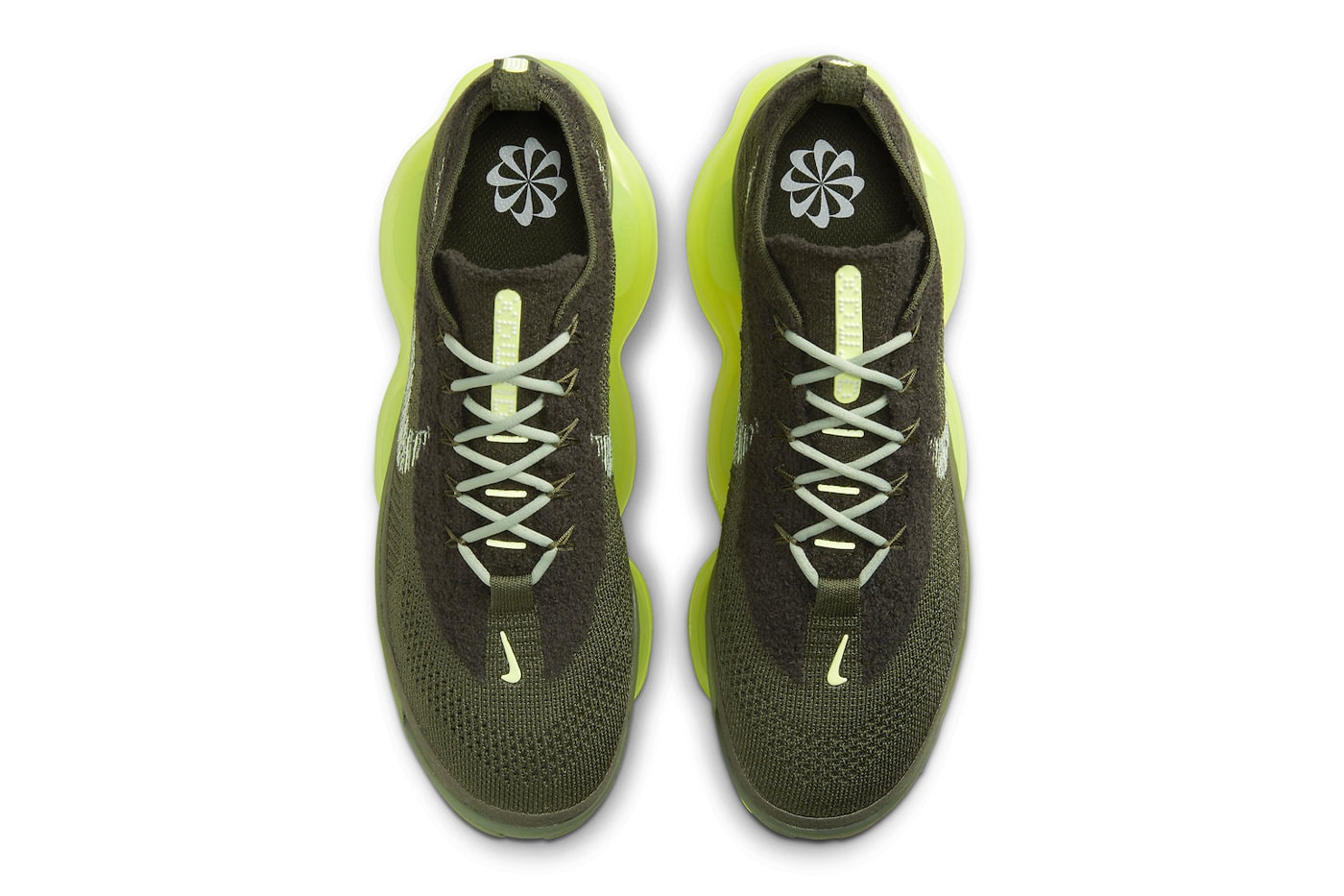 ナイキからネオンイエローのソールが目を惹くエアマックススコーピオン “ベアリーボルト”が登場 Nike Air Max Scorpion "Barely Volt" Receives a Release Date DJ4701-300 Jade Horizon/Barely Volt-Cargo Khaki-Sequoia snaekers show flyknit bubble