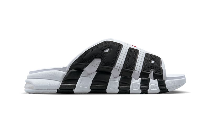 ナイキ エアモアアップテンポ スライドの新色が登場 nike air more uptempo slide FB7815 100 white black red release date info store list buying guide photos price 