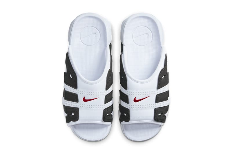 ナイキ エアモアアップテンポ スライドの新色が登場 nike air more uptempo slide FB7815 100 white black red release date info store list buying guide photos price 