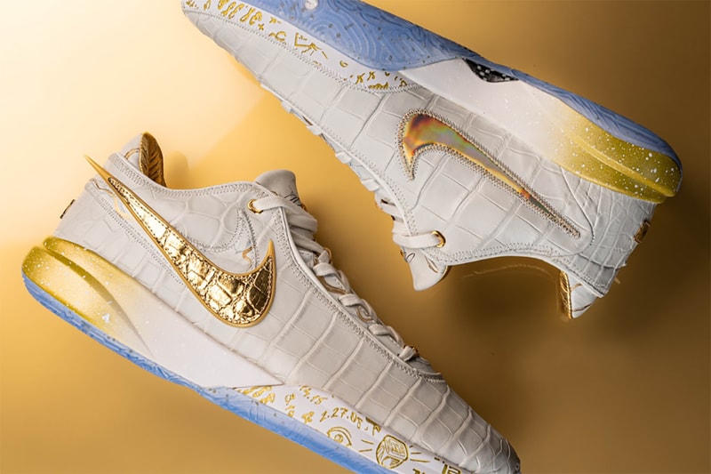 ナイキがレブロン・ジェームスにNBA歴代得点記録更新を記念したレブロン 20をプレゼント nike lebron 20 the moment shoe surgeon scoring record lakers lebron james white gold 1 of 1