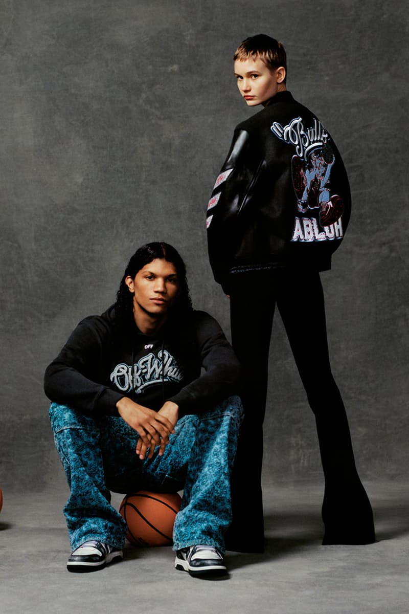 オフホワイト™ x NBA シカゴ・ブルズによるコラボコレクションがついに発売 off white chicago bulls varsity jacket tee virgil abloh don c release info date store list buying guide photos price