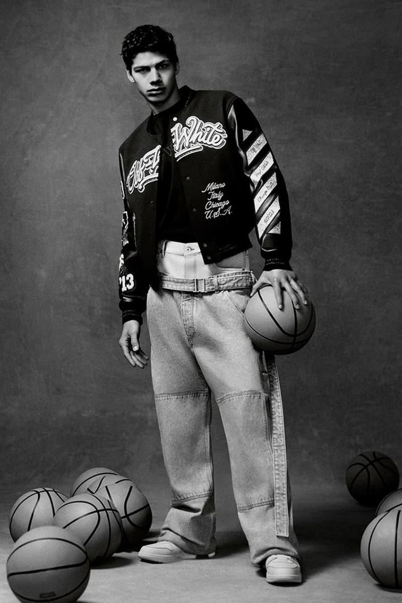 オフホワイト™ x NBA シカゴ・ブルズによるコラボコレクションがついに発売 off white chicago bulls varsity jacket tee virgil abloh don c release info date store list buying guide photos price