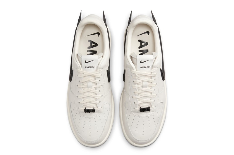 アンブッシュ®︎xナイキによるコラボエアフォース1から新色が発売 AMBUSH Nike Air Force 1 phantom black tailpipe swoosh release info date price