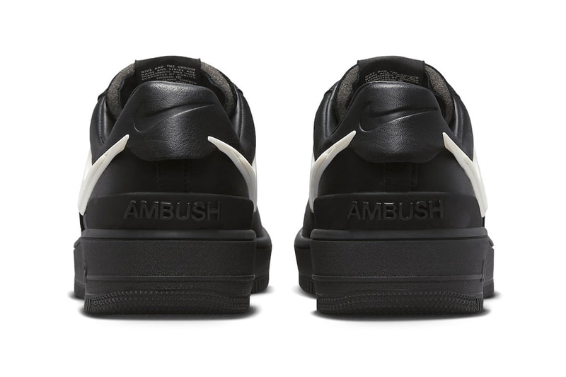 アンブッシュ®︎xナイキによるコラボエアフォース1から新色が発売 AMBUSH Nike Air Force 1 phantom black tailpipe swoosh release info date price