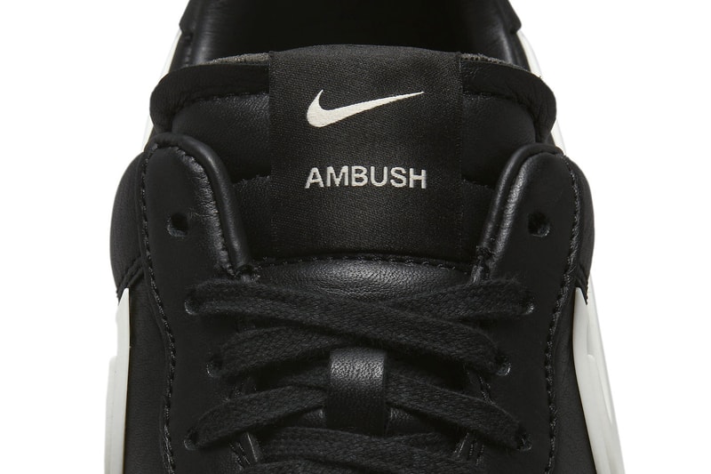 アンブッシュ®︎xナイキによるコラボエアフォース1から新色が発売 AMBUSH Nike Air Force 1 phantom black tailpipe swoosh release info date price