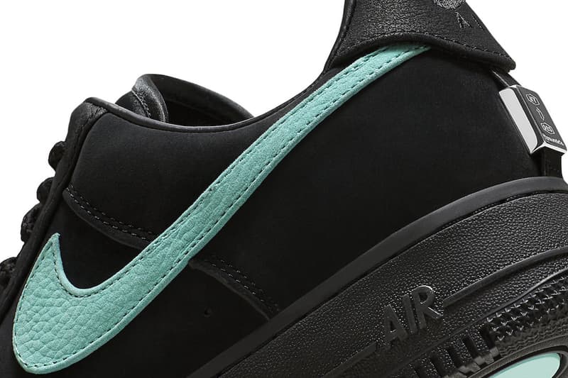 ティファニー x ナイキエアフォース 1 “1837” の国内発売情報が解禁 Tiffany and Co Nike Air Force 1 Low  black leather suede teal laces sterling silver 400 usd dz1382 001 release info date price  