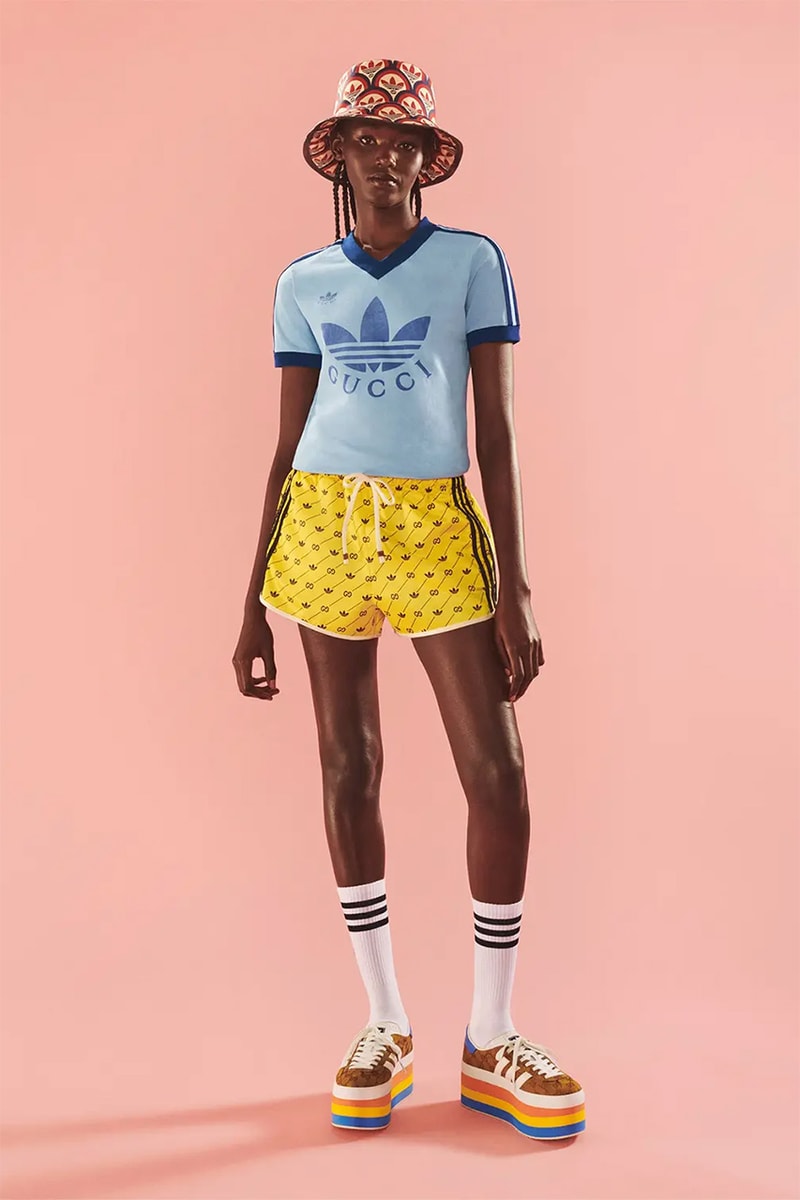 アディダス x グッチから2023年春夏コレクションが登場 adidas gucci zx8000 gazelle apparel ss23 tracksuits bucket hats shorts jackets tees monogram release date info store list buying guide photos price 