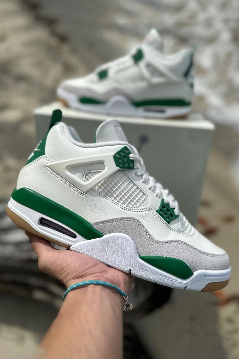 ナイキ SB x エアジョーダン 4 “パイングリーン” のリーク画像が浮上 nike sb air jordan 4 pine green white DR5415 103 release date info store list buying guide photos price 