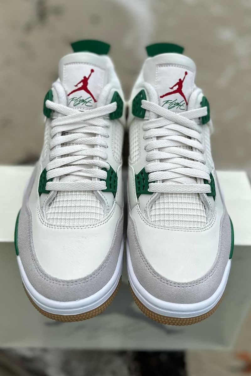 ナイキ SB x エアジョーダン 4 “パイングリーン” のリーク画像が浮上 nike sb air jordan 4 pine green white DR5415 103 release date info store list buying guide photos price 