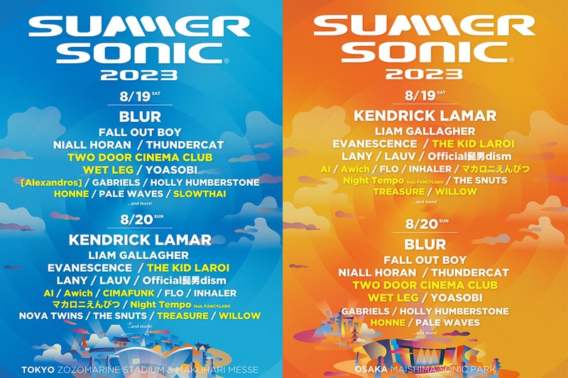 SUMMER SONIC 2023 の第2弾追加アーティストと日程別ラインアップが発表 SUMMER SONIC 2023 2nd Line up Schedule Info