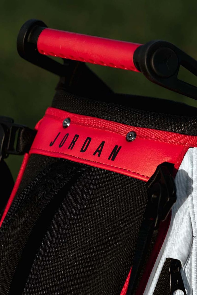ジョーダン ブランドから新たなゴルフグッズとして“フェードアウェイ”キャディバッグが登場 air jordan fadeaway golf bag stand nike white red black jumpman varsity
