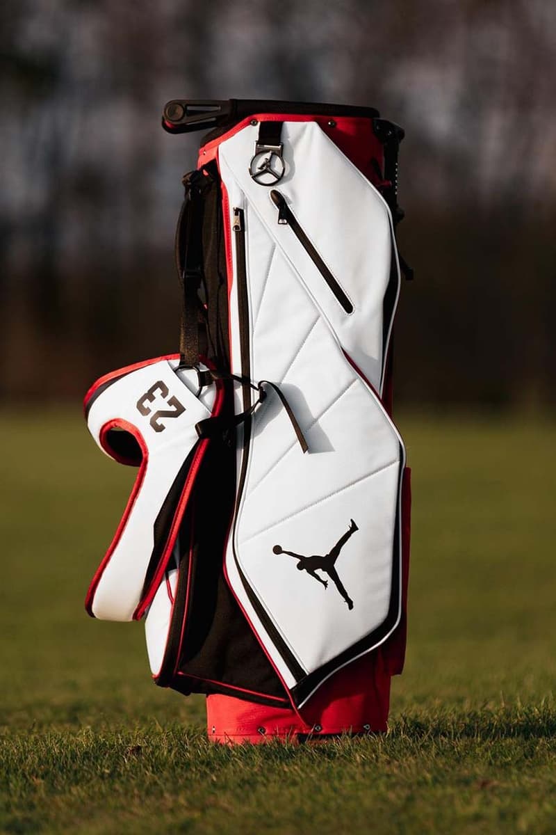 ジョーダン ブランドから新たなゴルフグッズとして“フェードアウェイ”キャディバッグが登場 air jordan fadeaway golf bag stand nike white red black jumpman varsity