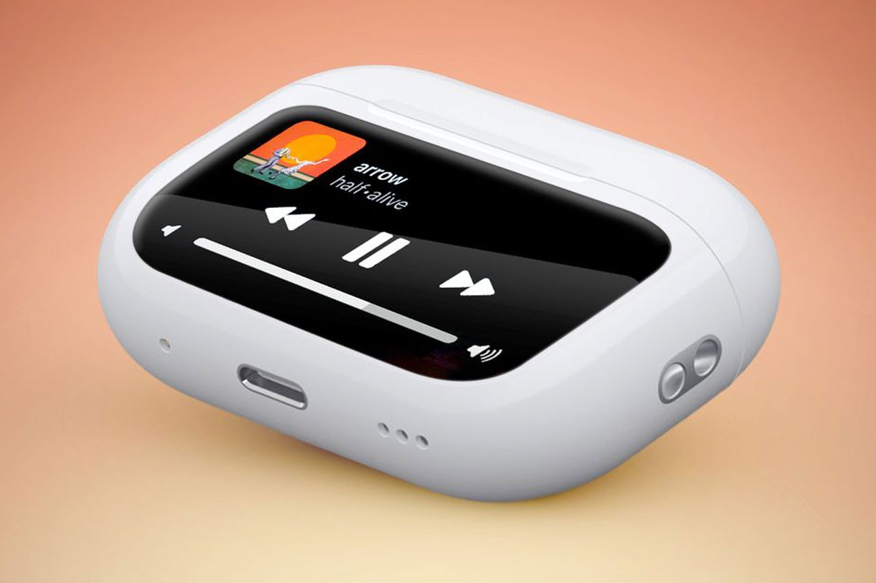 タッチスクリーン搭載のエアポッズケースがまもなく登場？ Apple Touchscreen AirPod Feature Tech Headphones Music Wireless Technology Elon Musk 