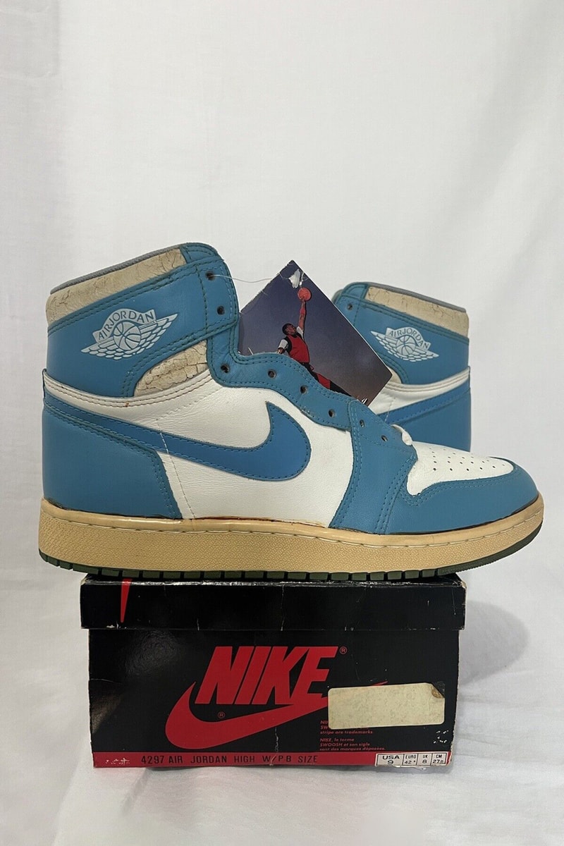 1985年製 エアジョーダン 1 OG モデルのコンプリートセットがオークションで販売中 Complete Air Jordan 1 '85 OG Collection Auction Info bred royal chicago metallic shadow black/white university blue unc white/grey ko price 150k 150,000