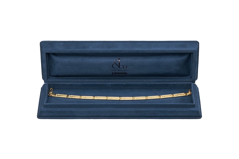 シュプリーム x ジェイコブアンドカンパニーのコラボアイテムが発売間近か Supreme Jacob & Co. Engraved Link Bracelet SS23 Release Info Date Buy Price 14K Gold Sterling Silver