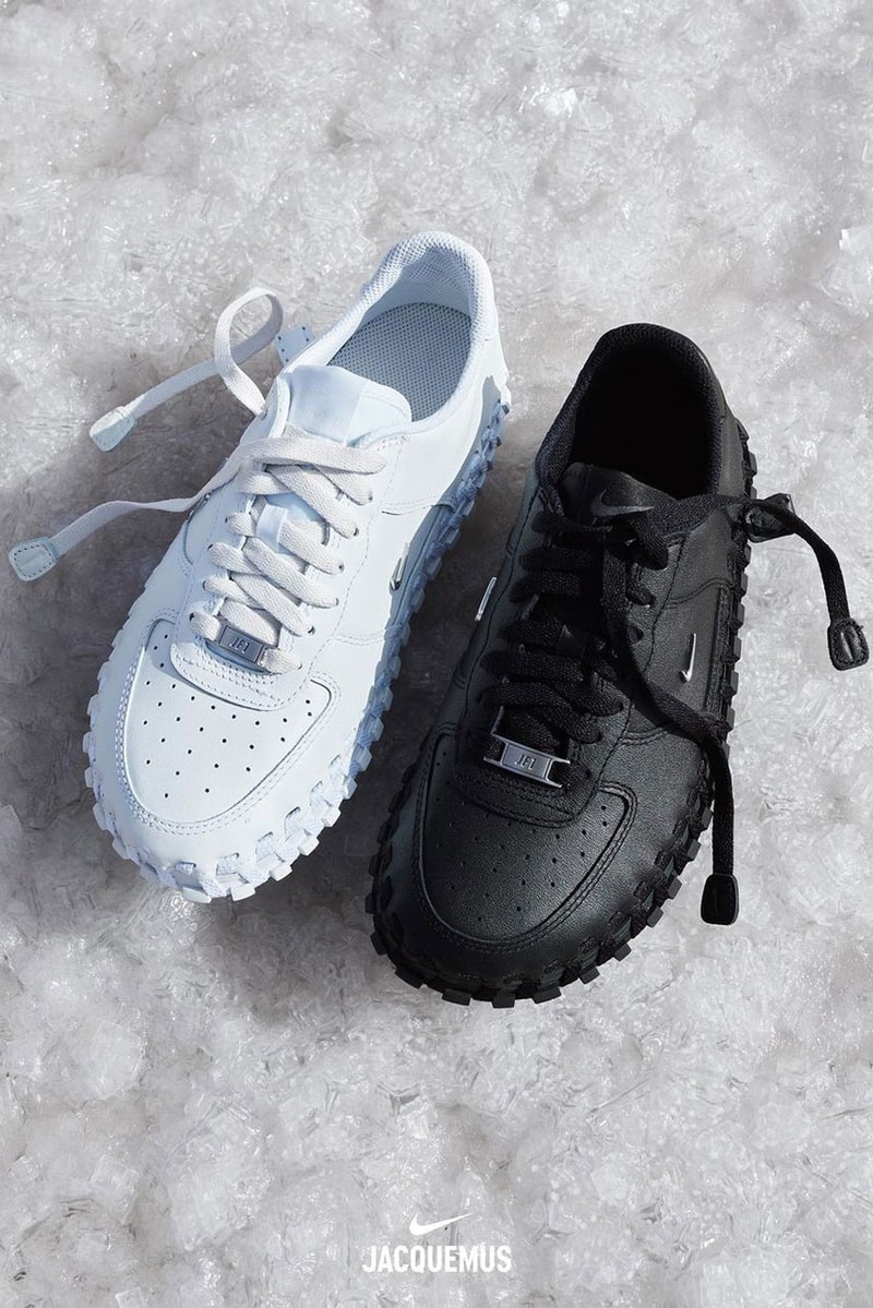 ジャックムス x ナイキの最新作 J フォース 1 からトリプルホワイトとトリプルブラックが発売 jacquemus nike j air force 1 low white woven release info date price air force 1 acg terra june 13