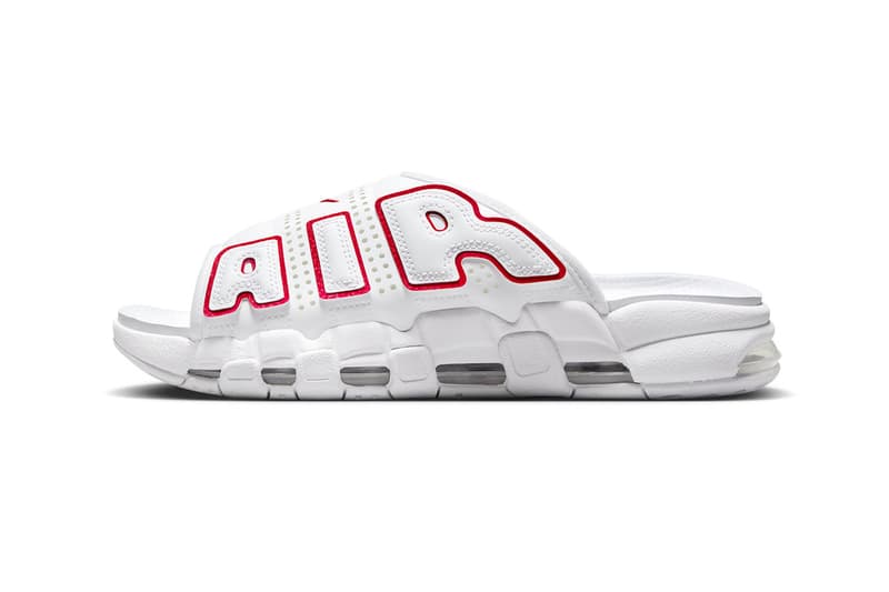 ナイキ エア モア アップテンポ スライドから新色 “ホワイト/レッド”が登場か Nike Air More Uptempo Slide Arrive in "White/Red" FD9884-100 summer beach sandals basketball air jordan michael jordan