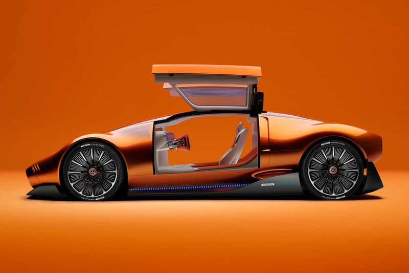 メルセデス・ベンツがC111を現代風にアレンジしたビジョン・ワンイレブンを発表 Mercedes Benz Vision One Eleven 111 Concept Gullwing Doors axial motors 1970s remake 