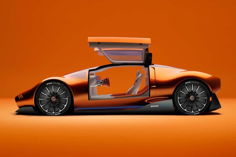 メルセデス・ベンツがC111を現代風にアレンジしたビジョン・ワンイレブンを発表 Mercedes Benz Vision One Eleven 111 Concept Gullwing Doors axial motors 1970s remake