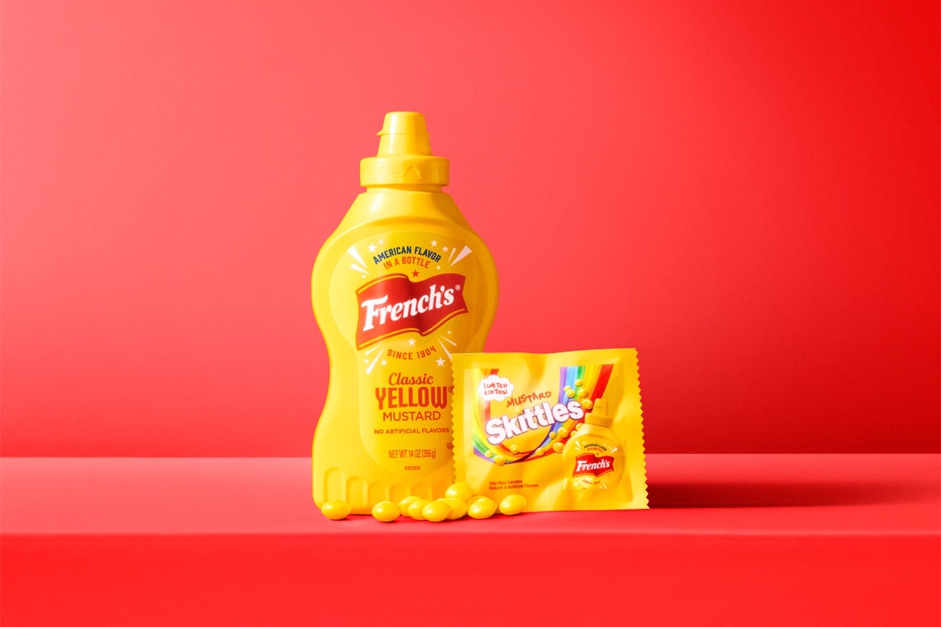 米定番ソフトキャンディ スキットルズ®︎にピリッと辛いマスタード味が誕生 French’s® Mustard Skittles Release Information details date candy sweet collaboration condiment