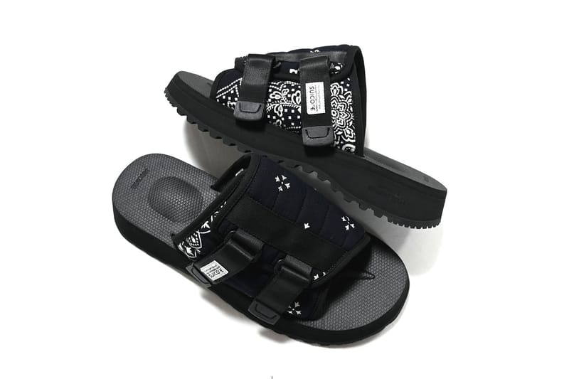 MIYAGIHIDETAKA x SUICOKE からバンダナ6柄をアソートで左右非対称に配置したサンダルが発売