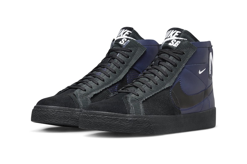 ナイキSBからパッチワーク風のデザインが特徴的なブレザー ミッド プレミアムが登場 Nike SB Blazer Mid Premium Navy Black FD5113-400 Release info 