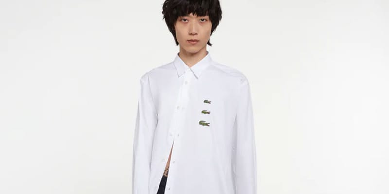 新品同様★コムデギャルソンSHIRTシャツ×ラコステ★アシメントリーデザイン長袖シャツ★ des COMME GARCONS コムデギャルソンシャツ ×ラコステ シャツ×ラコステのポロシャツとリーバイス®︎「501