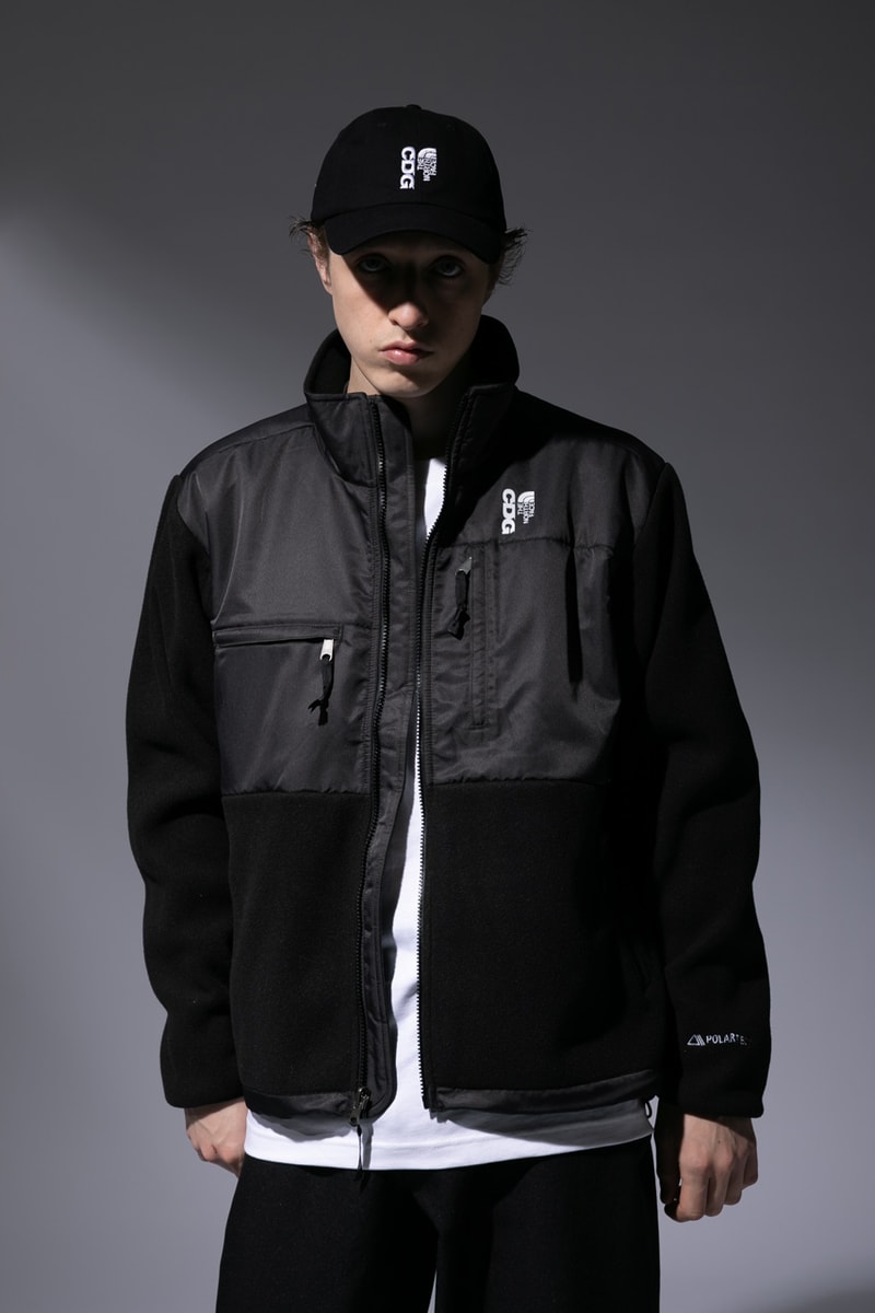 CDG x The North Face Deliver Functional and Freeing Outerwear Collab comme des garcons tnf hoodie jacket vest winter hat accessories play exploration great outdoors wear your freedom Nuptse Vest, Denali Fleece Jacket, and Hydrenaline Jacket and Pant