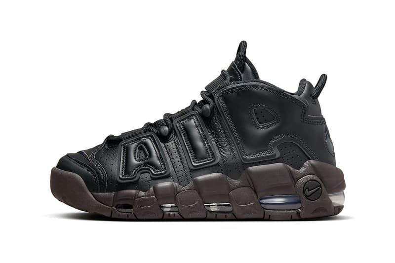 ナイキから重厚感のあるレザーを纏ったエアモアアップテンポの新色が登場 Nike Air More Uptempo Arrives in a Muddy Sole black brown leather DV1137-001 swoosh retro basketball shoe 