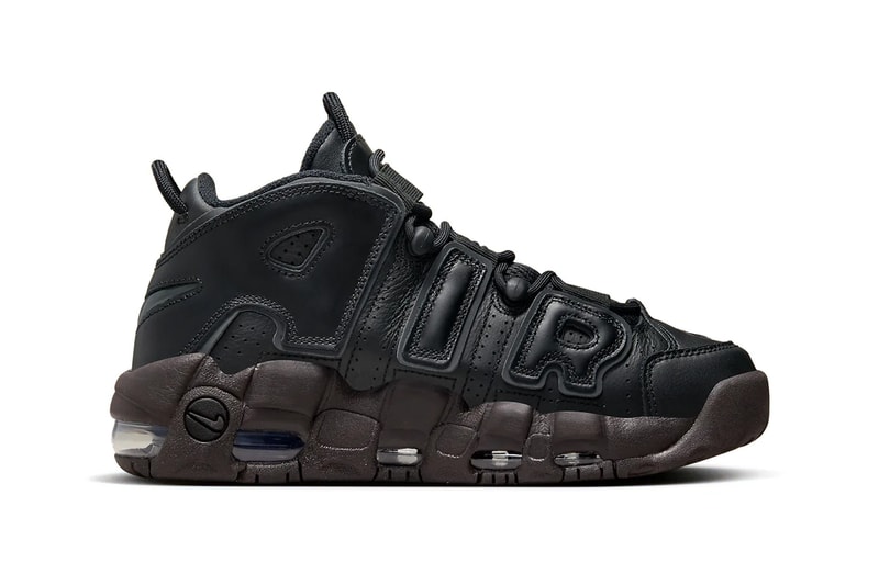 ナイキから重厚感のあるレザーを纏ったエアモアアップテンポの新色が登場 Nike Air More Uptempo Arrives in a Muddy Sole black brown leather DV1137-001 swoosh retro basketball shoe