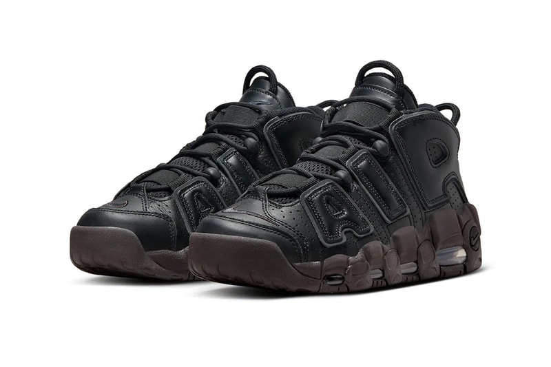 ナイキから重厚感のあるレザーを纏ったエアモアアップテンポの新色が登場 Nike Air More Uptempo Arrives in a Muddy Sole black brown leather DV1137-001 swoosh retro basketball shoe 