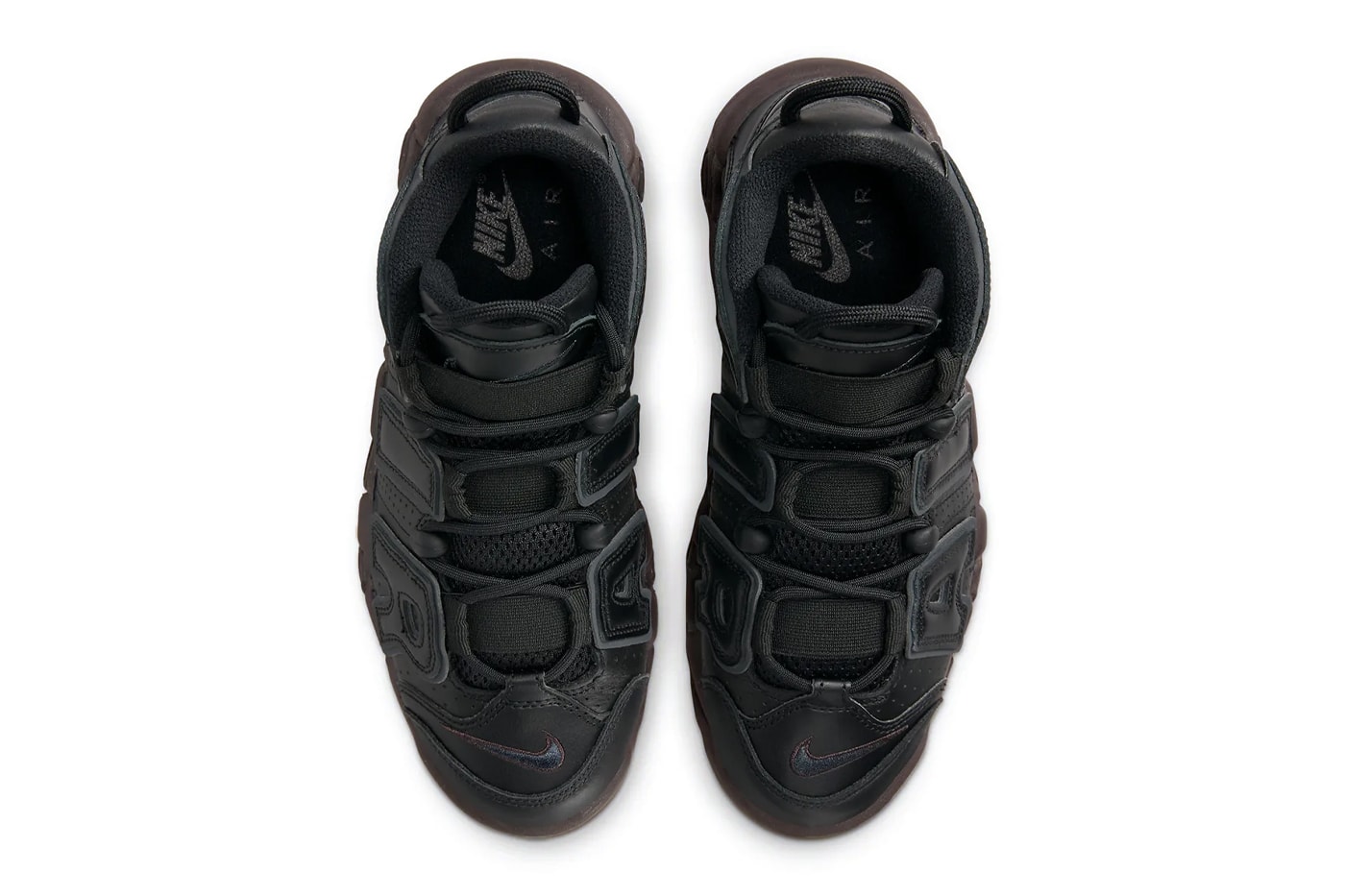ナイキから重厚感のあるレザーを纏ったエアモアアップテンポの新色が登場 Nike Air More Uptempo Arrives in a Muddy Sole black brown leather DV1137-001 swoosh retro basketball shoe 