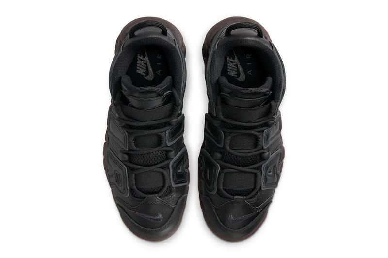 ナイキから重厚感のあるレザーを纏ったエアモアアップテンポの新色が登場 Nike Air More Uptempo Arrives in a Muddy Sole black brown leather DV1137-001 swoosh retro basketball shoe