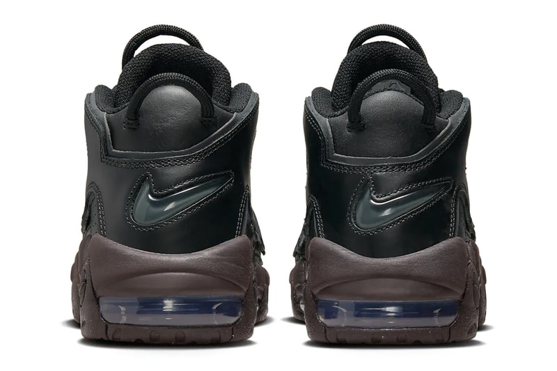 ナイキから重厚感のあるレザーを纏ったエアモアアップテンポの新色が登場 Nike Air More Uptempo Arrives in a Muddy Sole black brown leather DV1137-001 swoosh retro basketball shoe