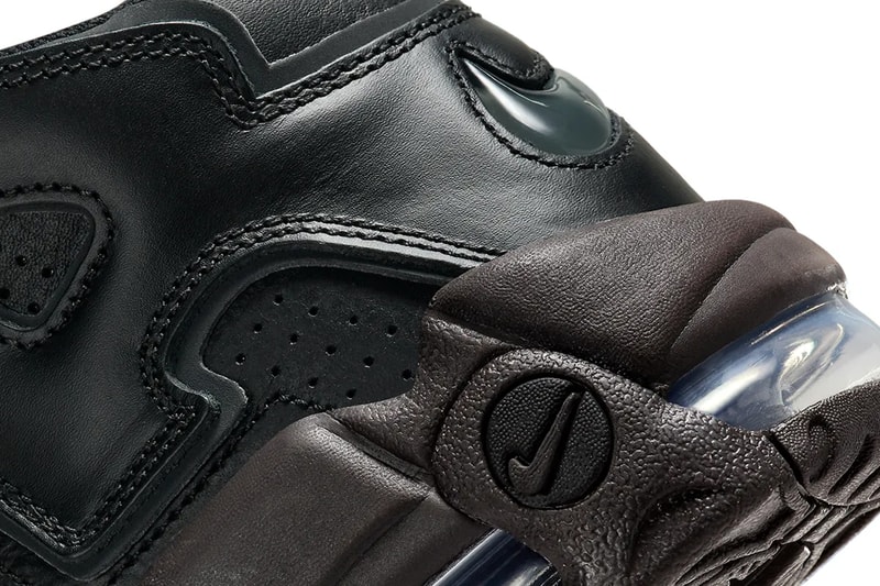 ナイキから重厚感のあるレザーを纏ったエアモアアップテンポの新色が登場 Nike Air More Uptempo Arrives in a Muddy Sole black brown leather DV1137-001 swoosh retro basketball shoe