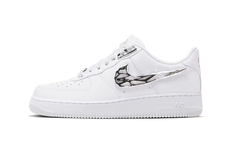 ナイキからシルバーアクセサリーのようなスウッシュが目を惹く新作エアフォース1が登場 Nike Air Force 1 "Molten Metal" Is Adorned in Silver Details Release Info silver buckles swoosh