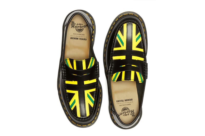 ドクターマーチンxデニム ティアーズから初となるコラボシューズが登場 Dr. Martens x Denim Tears Collaboration Celebrates the Legacy of the Afro-Caribbean Diaspora release info windrush generation paiir of shoes with flag painted tremaine emory supreme