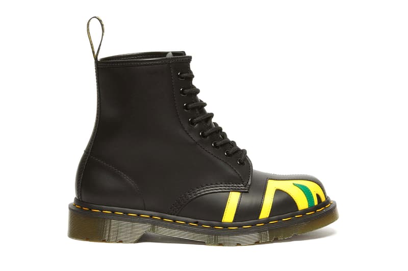 ドクターマーチンxデニム ティアーズから初となるコラボシューズが登場 Dr. Martens x Denim Tears Collaboration Celebrates the Legacy of the Afro-Caribbean Diaspora release info windrush generation paiir of shoes with flag painted tremaine emory supreme