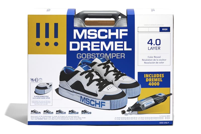 米工具メーカー ドレメル とミスチーフがコラボ ゴブストンパーをリリース Dremel x MSCHF Gobstomper Has an Official Release Date MSCHF009-DL tool company unique versatile kit sneaker shoe 