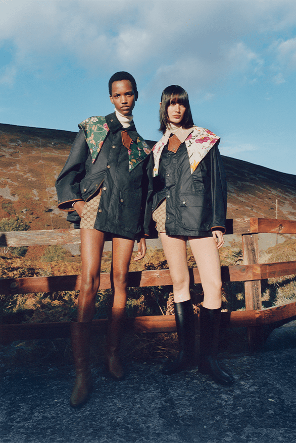 グッチがバブアーとのコラボレーションを発表 Gucci Continuum Barbour Reloved Collaboration collection menswear womenswear London uk outerwear