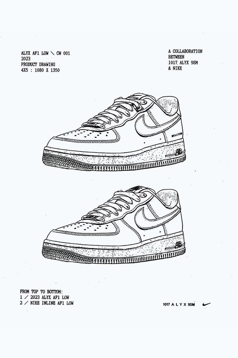 マシュー・ウィリアムズが 1017 アリクス 9SM x ナイキ エアフォース 1 ロー の発売を予告 Matthew M. Williams announces 1017 ALYX 9SM x Nike Air Force 1 Low news