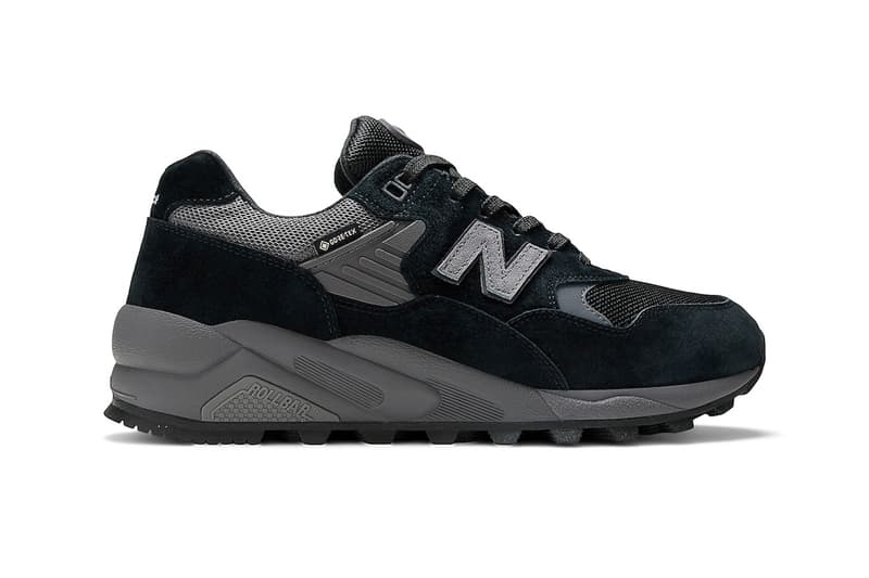 ゴアテックス仕様のニューバランス 580 からダークトーンでまとめたブラックマグネットが登場 New Balance 580 GORE-TEX Arrives in a Sleek "Black Magnet" Iteration MT580RGR release info all black 2023 suede mesh sneakers